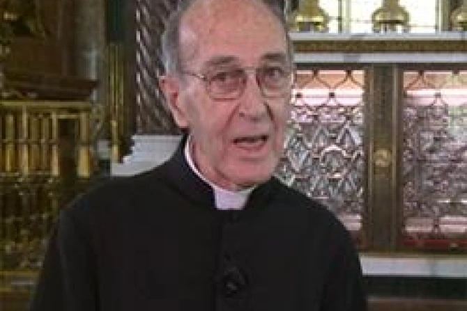 Fr  Fernando Valenciano in front of the tomb of St CNA World Catholic News 8 2 11