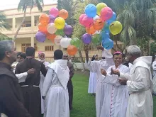 The Observant Franciscans of Karachi's Porziuncola friary celebrate their community's 75th anniversary, Aug. 2, 2014. 