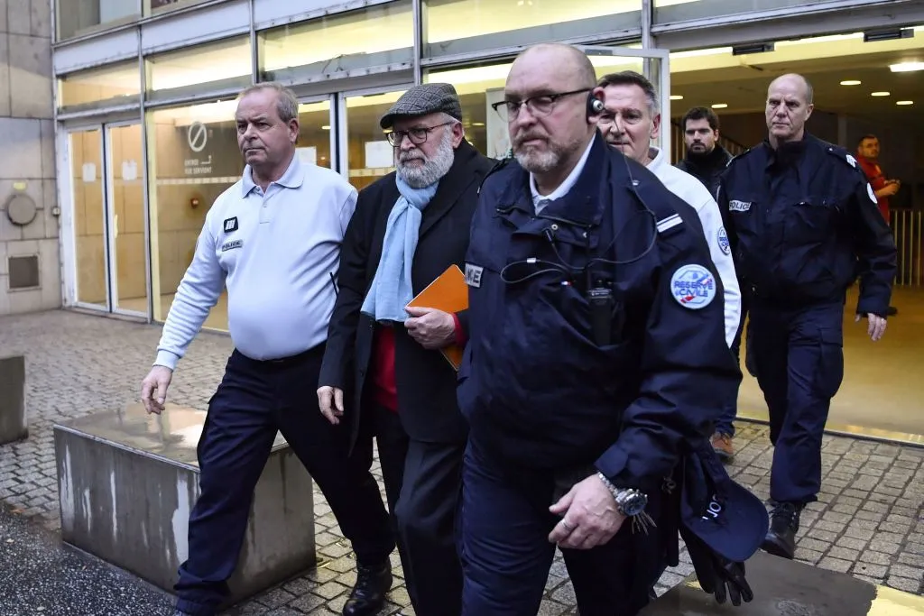 Bernard Preynat (2nd-L), a former priest who been convicted and sentenced for sexual assault, leaves the Lyon courthouse, Jan. 17, 2020. ?w=200&h=150