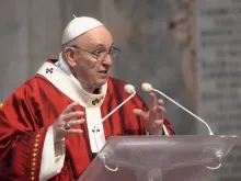 Pope Francis celebrates Pentecost Sunday Mass in St. Peter’s Basilica May 31, 2020. 