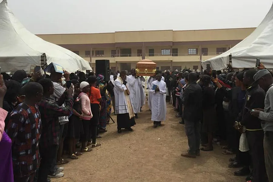 The funeral Mass of Michael Nnadi at Good Shepherd Seminary in Kaduna, Nigeria, Feb. 11, 2020. Photo courtesy of the Diocese of Maiduguri.?w=200&h=150