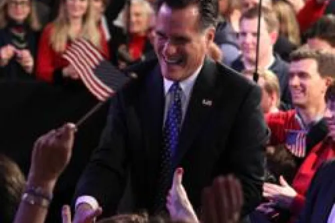 GOP Presidential Front Runner Mitt Romney Holds Primary Night Gathering Credit Justin Sullivan Getty Images News Getty Images CNA US Catholic News 1 11 12