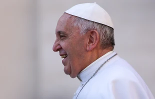 Pope Francis at the general audience in St. Peter's Square on March 18, 2015.   Daniel Ibáñez/CNA.