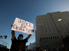 A protester demonstrates after the death of George Floyd. 