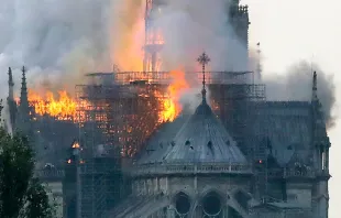Fire at Notre-Dame Cathedral in central Paris, April 15, 2019. FRANCOIS GUILLOT/AFP/Getty Images 