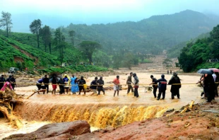 Flood waters after a landslide in the Indian state of Kerala on August 9, 2019.   AFP/Getty Image.