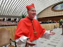 Cardinal Michael Fitzgerald greets friends after receiving the red hat at the Vatican October 5, 2019.