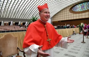 Cardinal Michael Fitzgerald greets friends after receiving the red hat at the Vatican October 5, 2019. AFP via Getty Images