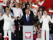 Andrzej Duda celebrates his presidential election victory in Pułtusk, Poland, July 12, 2020. 