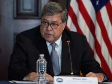 US Attorney General Bill Barr speaks during a meeting on human trafficking at the Eisenhower Executive Office Building in Washington, DC, on August 4, 2020.  