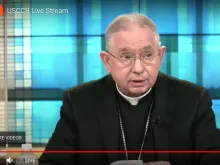 Archbishop Jose Gomez speaks Nov. 17 during a virtual session of USCCB fall assembly.