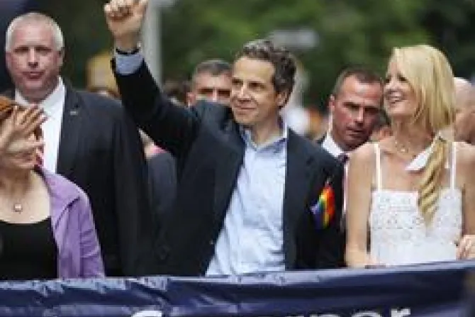 Gov Andrew Cuomo marches during the Gay Pride parade on June 26 2011 in New York City Credit Mario Tama Getty Images News Getty Images CNA US Catholic News 6 27 11