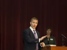 Eric Greitens, now the Governor of Missouri, speaks at a 2014 conference. 