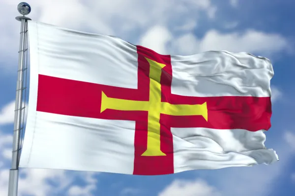 The flag of Guernsey. . memodji/Shutterstock.