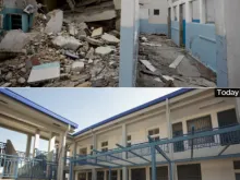 The pediatric ward of St. Francois de Sales Hospital collapsed onto the maternity ward during the earthquake. Today there is a new two-story outpatient building. 