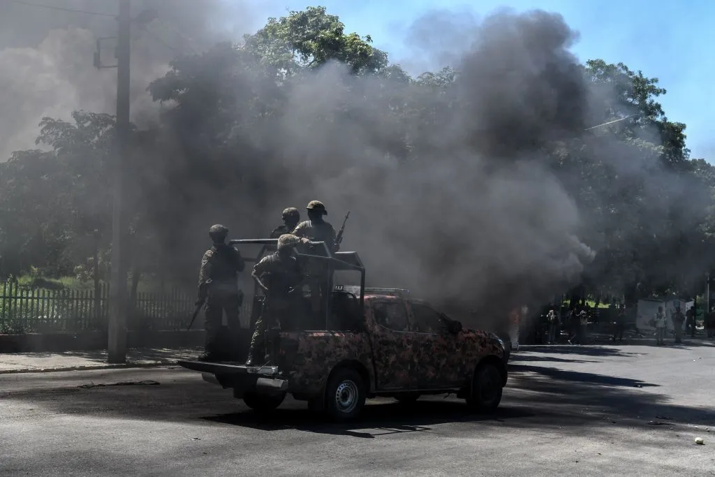 Haitian security personnel arrive as people clash with police during funerals organised by opposition groups in Port-au-Prince, Haiti, Oct. 16, 2019. ?w=200&h=150