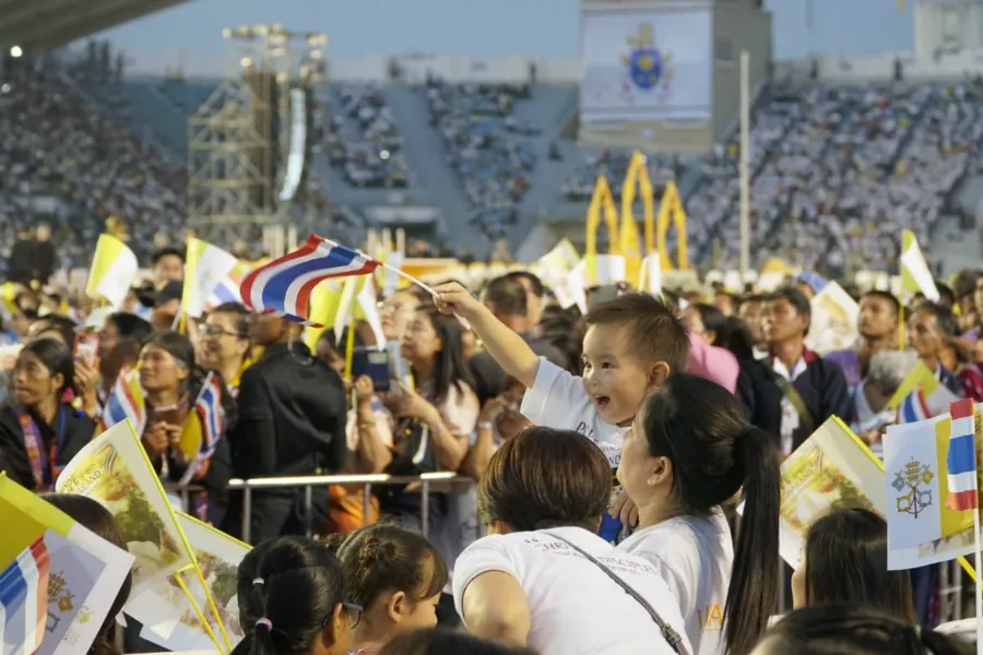 A young boy waves a Thai flag before Mass with Pope Francis in Bangkok, Thailand. ?w=200&h=150