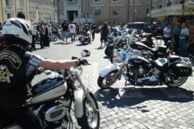 Harley owners gather in Pius XII square just across from St Peters Basilica on June 14 2013 Credit David UebbingCNA