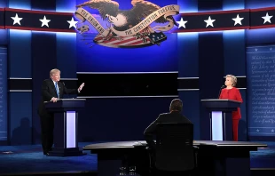 Hillary Clinton and Donald Trump faceoff in the first presidential debate At Hofstra University.   Drew Angerer/Getty Images.