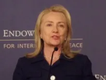 Hillary Clinton discusses the 2011 International Religious Freedom report on July 30, 2012 in Washington, D.C.