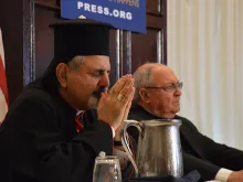 His Beatitude Ignatius Youssef III Younan (L) and Cardinal Leonardo Sandri at the National Press Club Sept. 9, 2014. 