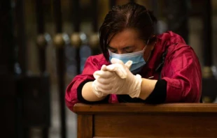 Mass on May 18, 2020 at the Basilica of St. Mary Major in Rome.   Daniel Ibáñez/CNA.