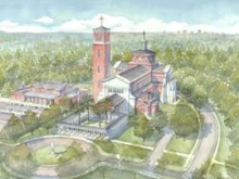 An architectural rendering of the planned Holy Name of Jesus Cathedral in Raleigh, N.C.