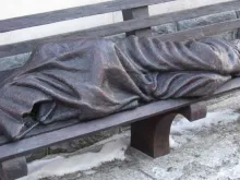 Homeless Jesus statue. 