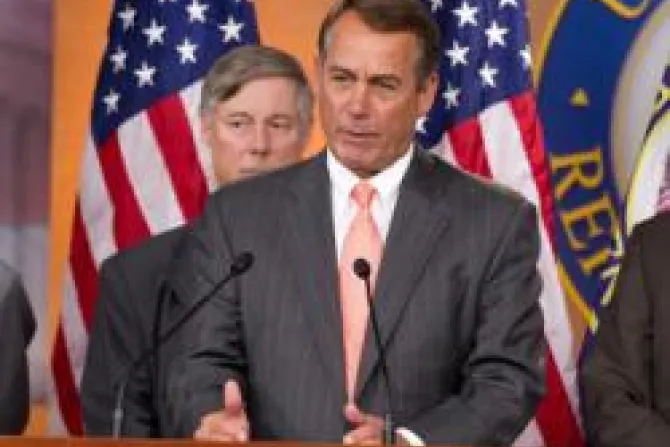 House Speaker John Boehner R OH and Energy and Commerce Chairman Fred Upton R MI at a press conference on March 10 2011 CNA US Catholic News 2 8 12