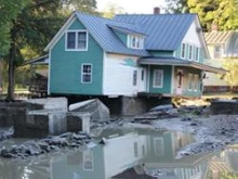 Houses severely damaged after Hurricane Irene came through Bethel, Vt. on August 29, 2011. 