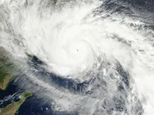 Hurricane Patricia is seen approaching Mexico, Oct. 23, 2015; Baja California Sur is seen at the lower left. 