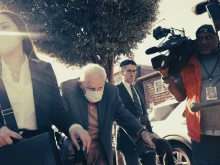 Theodore McCarrick arrives at Dedham District Court in Massachusetts on Sept. 3, 2021, for his 9 a.m. arraignment.