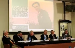 Francesco Manicardi (far right) speaks about his grandfather during the June 4, 2013 press conference in Vatican Radio's Marconi Hall. ?w=200&h=150