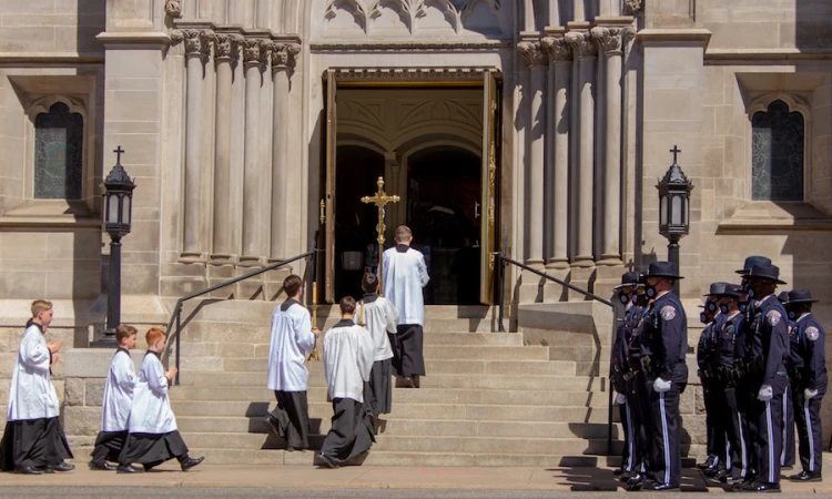 Eric Talley funeral outside
