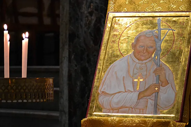 Icon of St John Paul II in Santa Maria Church SantEgidio community in Rome Credit Daniel Ibez CNA CNA 5 19 14