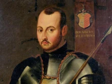 A 16th-century painting of St. Ignatius in armor.