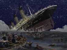 Illustration of the sinking of the Titanic. 