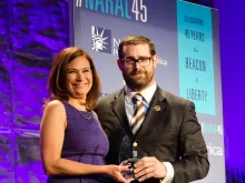 State Rep. Brian Sims with Ilyse Hogue, president of NARAL, at an event for the organization's 45th anniversary, Feb. 4, 2014, in the San Francisco area. 