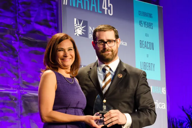 Ilyse Hogue president of NARAL Pro Choice America and state Rep Brian Sims of Pennsylvania Feb 4 2014 Credit Keete 37 via Wikimedia CC BY 30