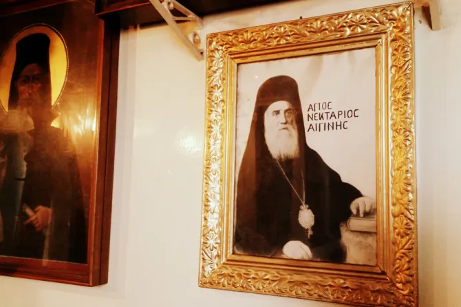Images in Holy Trinity Monastery founded by St Nekolarios in Aegina Greece Credit Elise Harris CNA 8 4 15