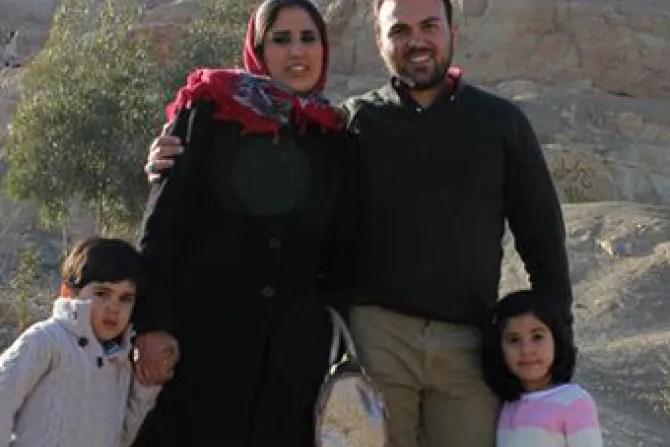Imprisoned pastor Saeed Abedin with his family Credit American Center for Law and Justice CNA World Catholic News 1 16 13