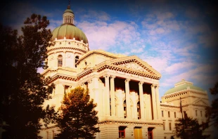 Indiana State Capitol.   Jimmy Emerson, DVM via Flickr (CC BY-NC-ND 2.0) filter added.