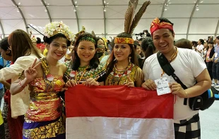 Indonesian youth take part in the 6th Asian Youth Day with Pope Francis at Solmoe Shrine in South Korea on Aug. 15, 2014.   Elise Harris/CNA.