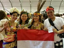 Indonesian youth take part in the 6th Asian Youth Day with Pope Francis at Solmoe Shrine in South Korea on Aug. 15, 2014. 