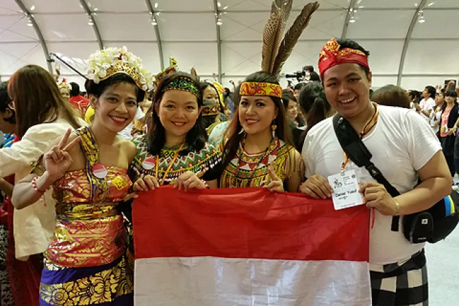 Indonesian youth took part in the Popes encounter during the 6th Asian Youth Day at Haime Castle in South Korea on Aug 15 2014 Credit Elise Harris CNA CNA 8 22 14