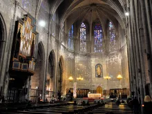 Inside the Santa Maria del Pi church in Barcelona, Spain. 