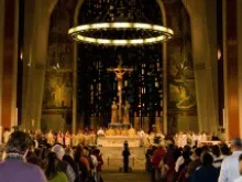 Inside the basilica at the Oratory of Saint Joseph during the Nov. 4, 2012 National Mass of Thanksgiving for St. Kateri's canonization. 