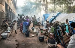 Internally Displaced Persons make camp next to the Cathedral on November 10, 2013 in Bossangoa, Central African Republic. ?w=200&h=150