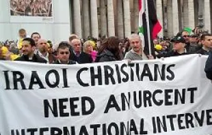 Supporters of Iraqi Christians demonstrate in St. Peter's Square this past Feb. 