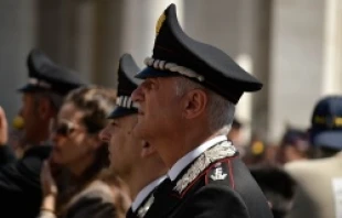 Italian Carabinieri police participate in a June 6, 2014 audience with Pope Francis.   Daniel Ibáñez/CNA.